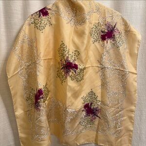 Silk Floral Yellow Scarf